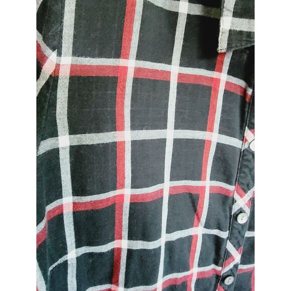 J. Jill PM Shirt Womens Button Up Plaid Red Black Cotton LS Checkered Petite Med - Picture 6 of 7